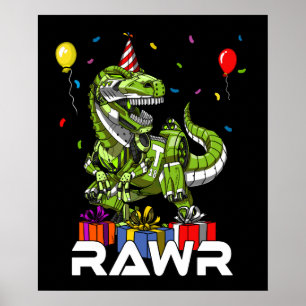 Póster Niños T-Rex Dinosaur Robot Rawr Fiesta de cumpleañ