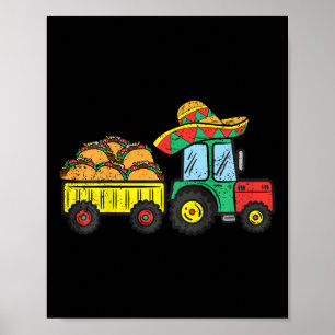 Póster Niños Taco Tractor Cinco De Mayo Fiesta Mexicana D