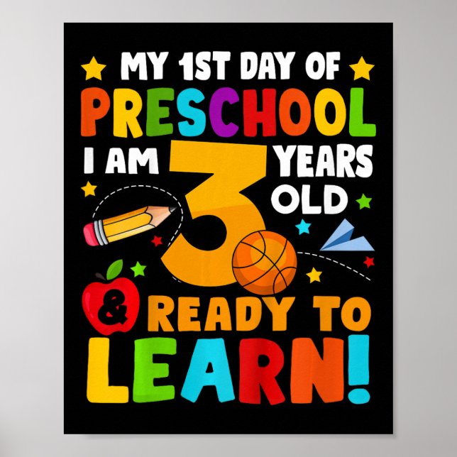 Póster Niños Tengo 3 Listo Para Aprender Primer Día De Es (Frente)