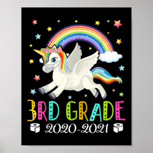 Póster Niños Tercer Grado 2020 Cuarentena Lindo Unicornio