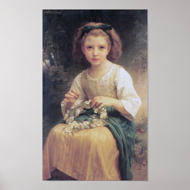 Póster Niños trenzando una corona, Bouguereau (Frente)