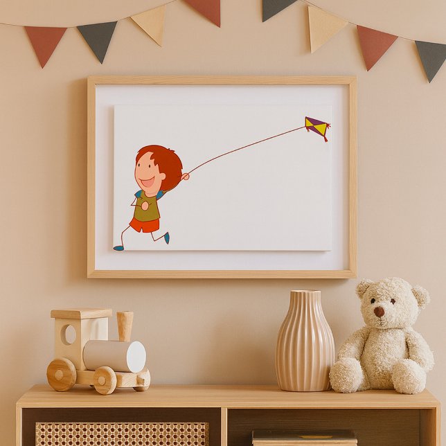 Póster Niños volando cometa infancia feliz (Subido por el creador)