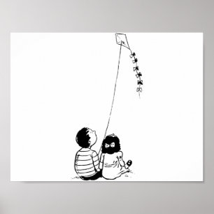 Póster Niños Volando Un Poster De Cometas