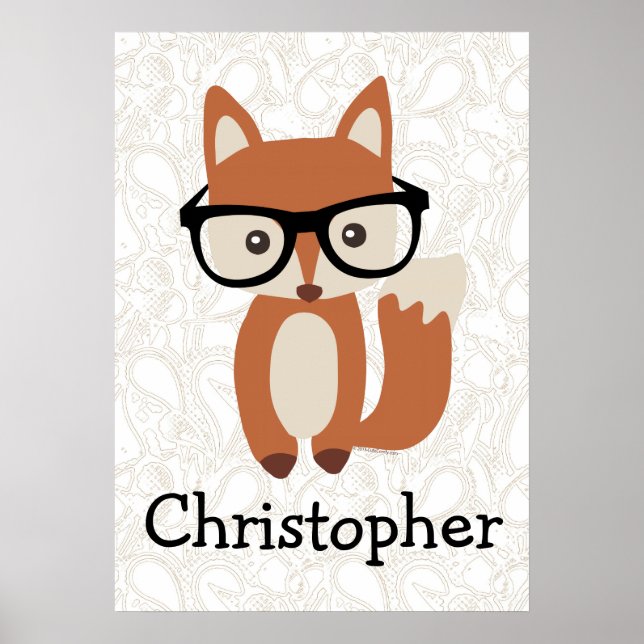 Póster Niños y niñas personalizados nombran a Fox de bebé (Frente)