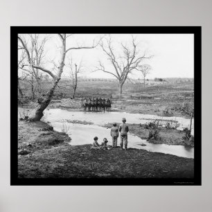 Póster Niños y oficiales de la caballería en el encierro