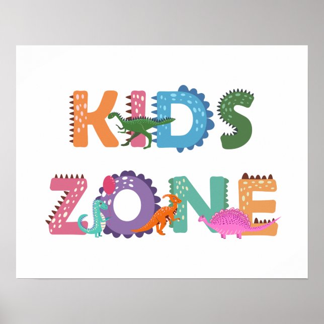 Póster Niños Zona Dinosaurios (Frente)