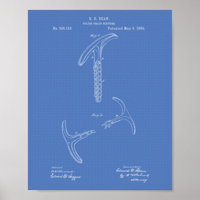 Póster Nippers de la cadena de la policía 1884 Patent Art (Frente)