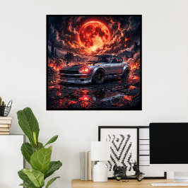 Póster Nissan Fairlady 240z Bajo una Luna Carmesí