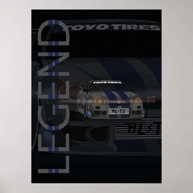 Póster Nissan R34 GT-R Poster de leyenda (Frente)