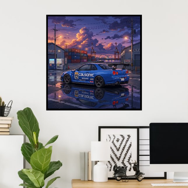 Póster Nissan Skyline GT-R R34 (Oficina en casa)