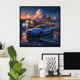 Póster Nissan Skyline GT-R R34 Calsonic