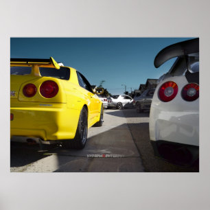 Póster Nissan Skyline R34, R33, R32, R35, Hakosuka GT-r