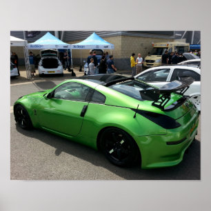 Póster Nissan verde 350Z en los nacionales modificados