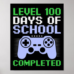 Póster Nivel 100º Día De Enseñanza Completado Para Niños