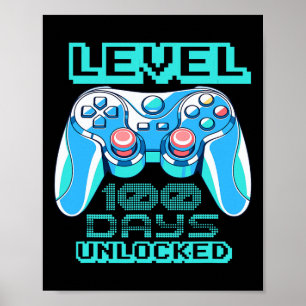 Póster Nivel 100 Días De Colegio De Videojuegos Desbloque