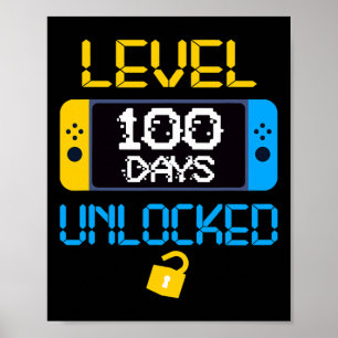 Póster Nivel 100 Días De Escuela Escuela Divertida Sin Bl