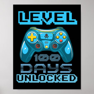 Póster Nivel 100 Días De Escuela Niños De Videojuegos Des