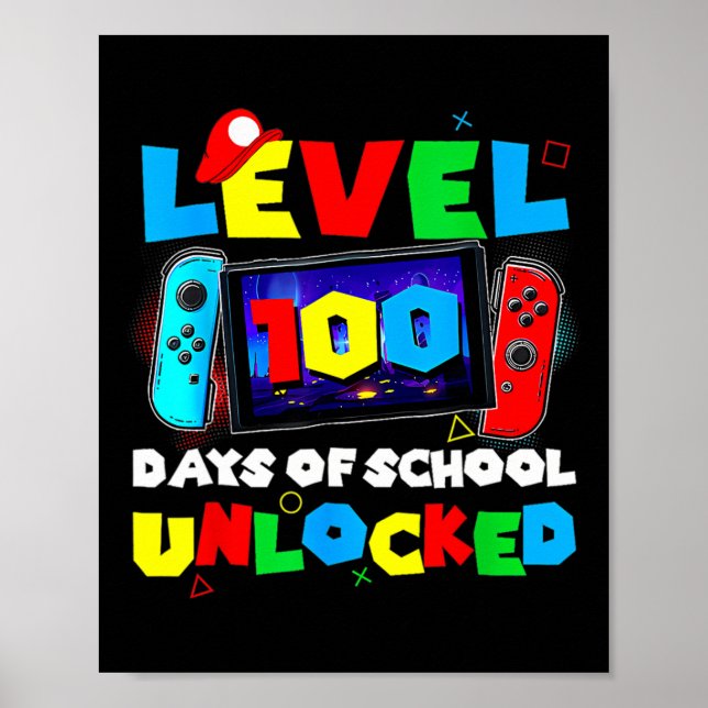 Póster Nivel 100 Días De Escuela Niños De Videojuegos Des (Frente)