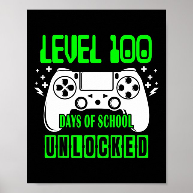 Póster Nivel 100 Días De Escuela Niños De Videojuegos Des (Frente)