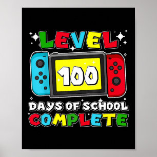 Póster Nivel 100 Días De Escuela Niños De Videojuegos Des