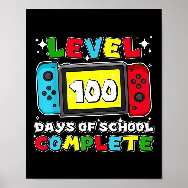 Póster Nivel 100 Días De Escuela Niños De Videojuegos Des (Frente)