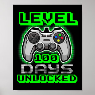 Póster Nivel 100 Días De Escuela Niños De Videojuegos Des