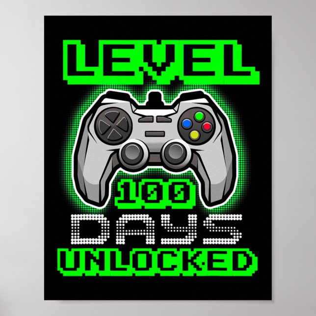 Póster Nivel 100 Días De Escuela Niños De Videojuegos Des (Frente)