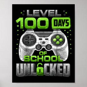 Póster Nivel 100 Días de Escuela Niños desbloqueados 100