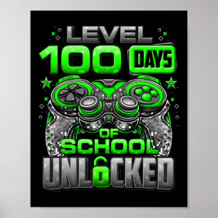 Póster Nivel 100 Días de Escuela Niños desbloqueados 100