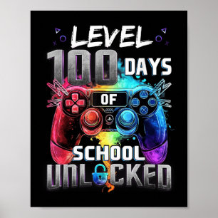 Póster Nivel 100 Días de Escuela Niños desbloqueados 100 