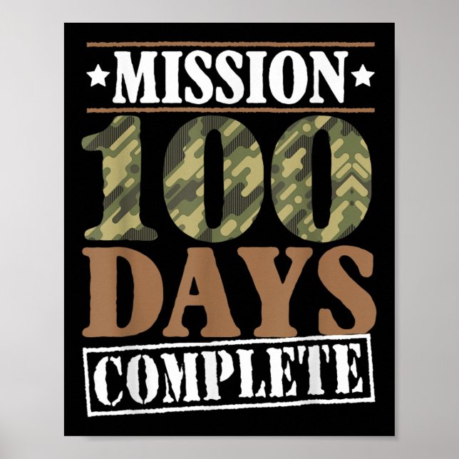 Póster Nivel 100 Días De Misión Escolar Completar Juegos  (Frente)