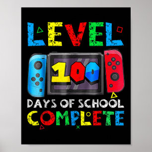 Póster Nivel 100 Días Escolares Juego De Video Jugador Co