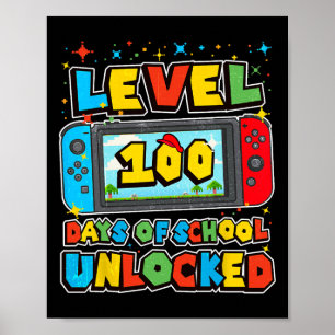Póster Nivel 100 Días Escolares Juego De Video Jugador Co