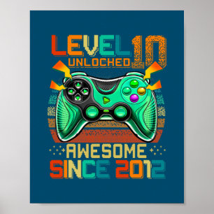 Póster Nivel 10 Desbloqueado Impresionante Juego de Video