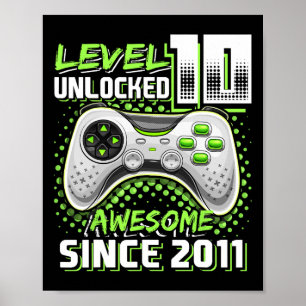 Póster Nivel 10 Desbloqueado Impresionante videojuego 201