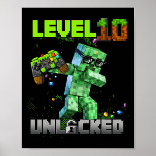 Póster Nivel 10 Desbloqueado - Nacimiento Niño Pixel Game