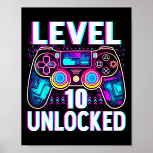 Póster Nivel 10 Desbloqueados Shirt Gracioso Video Gamer