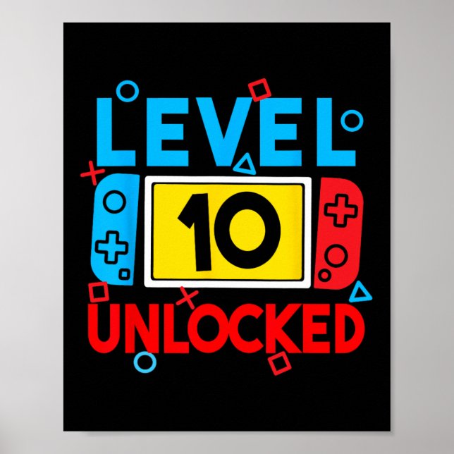 Póster Nivel 10 Jugador desbloqueado 10.º Videojuego de c (Frente)