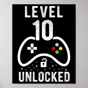 Póster Nivel 10 Videojuego desbloqueado 10.º regalo de cu