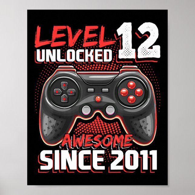 Póster Nivel 12 Desbloqueados Impresionante videojuego 20 (Frente)