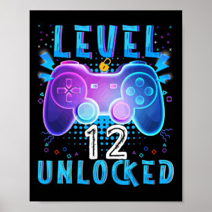 Póster Nivel 12 Juego de video desbloqueado 12º Jugador d