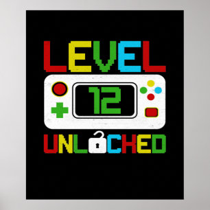 Póster Nivel 12 Videojuego desbloqueado 10.º regalo de cu
