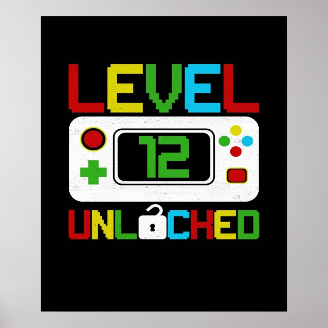 Póster Nivel 12 Videojuego desbloqueado 10.º regalo de cu (Frente)