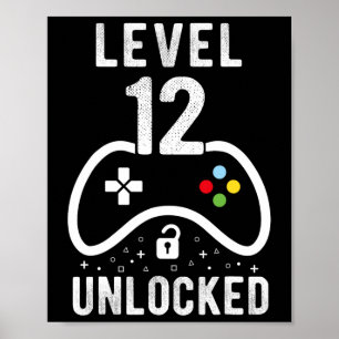 Póster Nivel 12 Videojuego desbloqueado 12º regalo de cum