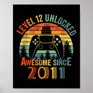 Póster Nivel 12 Videojuego desbloqueado 12 años de edad 1