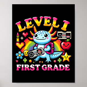 Póster Nivel 1 Gamer de primer grado Axolotl Videojuego C