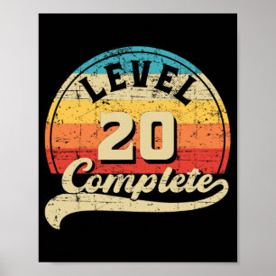 Póster Nivel 20 Juego completo Tee 20º Boda Anniversa