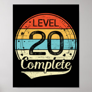 Póster Nivel 20 Retro 20º Aniversario Boda T