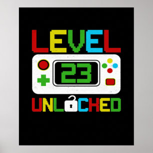 Póster Nivel 23 Videojuego desbloqueado 10.º regalo de cu