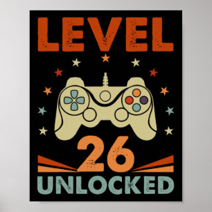 Póster Nivel 26 Video Gamer desbloqueado 26º cumpleaños 2